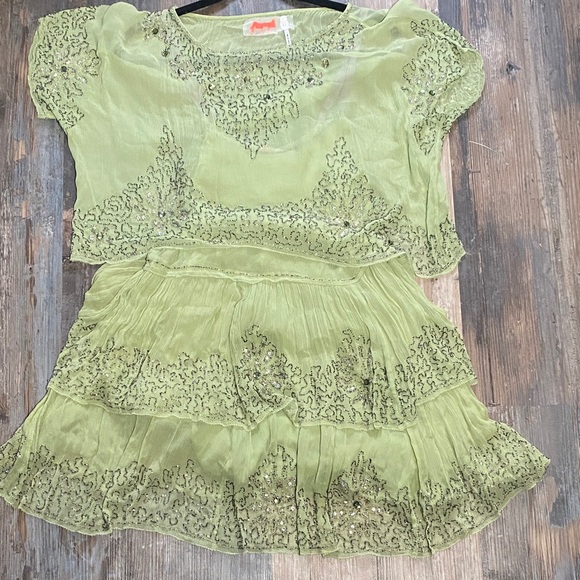 Incredible 2 piece Free People Gatsby Embroidered chiffon Dress - Picture 4 of 16
